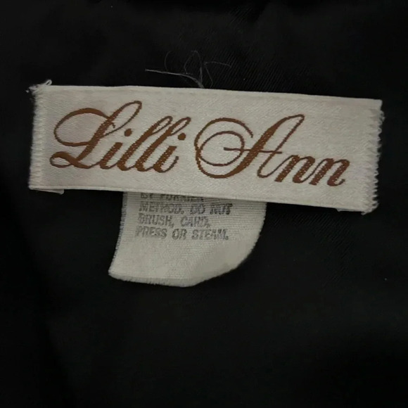 Lilli Ann Faux Fur vintage Black Bomber Jacket Sz medium Made In USA - Picture 3 of 8